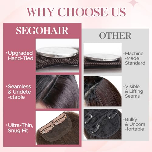 Clip in Hair Extensions 2PCS Short Human Hair Fill-Ins 6 Inch #1B Natural Black