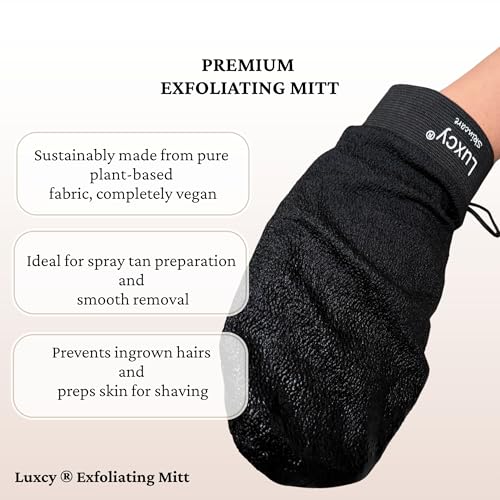 Premium Korean Exfoliating Mitt & Body Scrubber Glove, Viscose Fiber Dead Skin Remover for Smooth, Radiant Skin, Shower Skincare, Keratosis Pilaris Treatment & Self-Tan Prep (2 Pack)