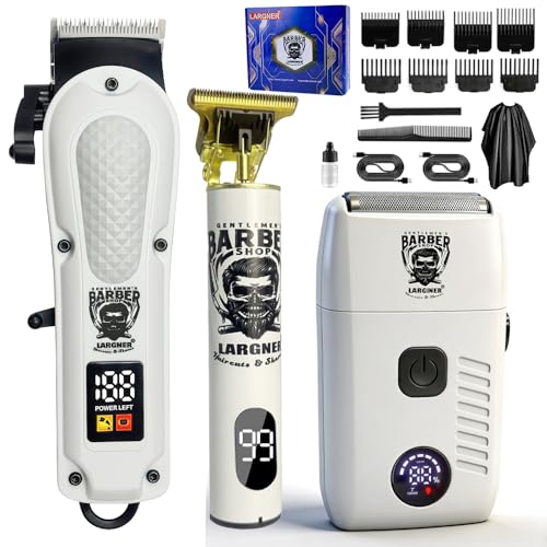 LARGNERSHAVER Cordless Hair Clipper & Trimmer Set for Men, Professional Grooming Kit
