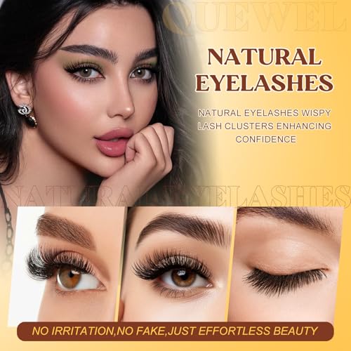 QUEWEL Magnetic Eyelashes 1 Pair Reusable Magnetic Eyelashes Natural Look with Applicator No Glue Needed Lash Clusters Kit Easy to Wear and Remove(XYT-A01)