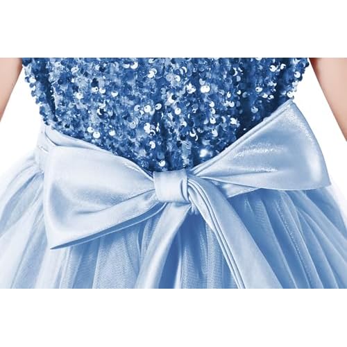 Flower Girl Dresses Wedding Bridesmaid Sequins Tulle Puffy Skirt Girls Birthday Party Pageant Gown Floor Length