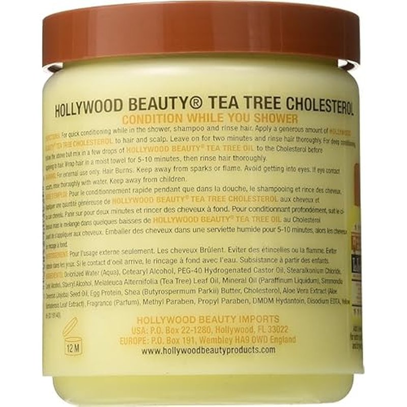 Hollywood Beauty Tea Tree Cholesterol With Shea Butter & Aloe, Green , 20 Oz