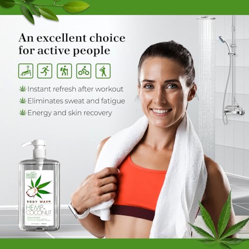 Natural Therapy Body Wash for Women and Men with Hemp & Coconut Oils - Shower Gel Cleanses and Moisturizing Skin - With Pure Dead Sea Minerals Nourish for Body - Pack of 2 (67.6 fl.oz)
