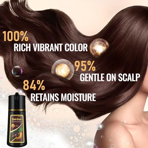 iemoKoda Dark Brown Plant-Based Hair Color Shampoo 3-in-1 for Grey Coverage