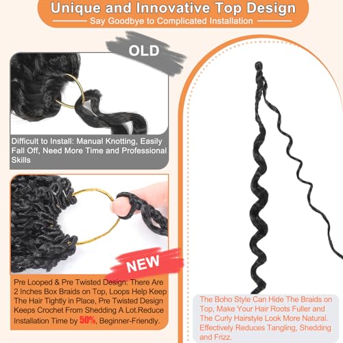 Crochet Hair 18 Inch T30 - Pre Looped Protein Fiber Curl Extensions, Pack of 8