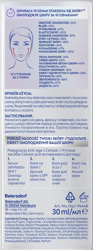 NIVEA Age Rewind Facial Serum with Hyaluronic Acid & Epicelline, 30ml