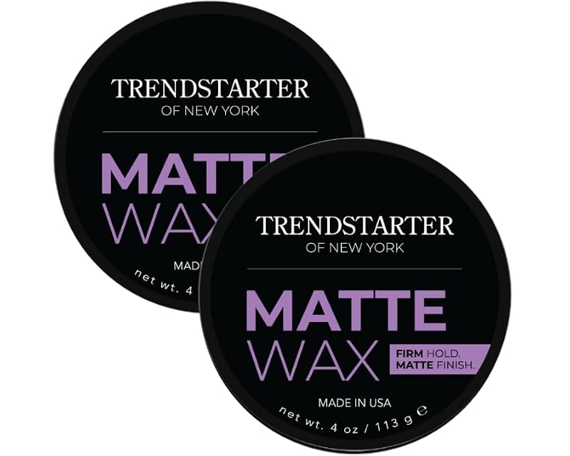 TRENDSTARTER Matte Wax 4oz Pack of 2 - Firm Hold, Matte Finish, Water-Based Hair Pomade for Men