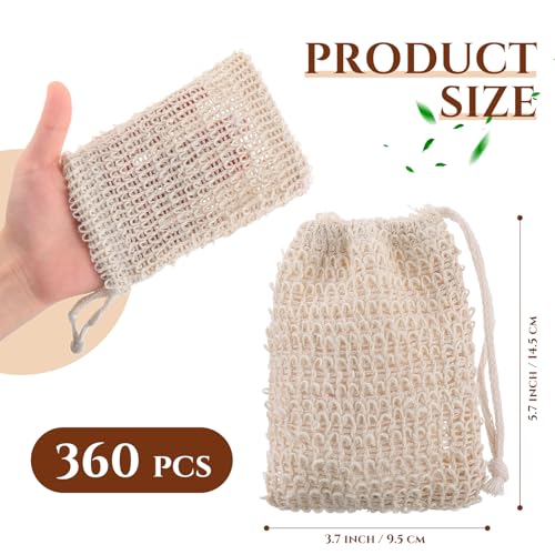 Rtteri 150 Pcs Soap Exfoliating Bag, Natural Sisal Soap Pouch Saver Body Shower Bar Mesh Body Net with Drawstring for Foaming and Drying