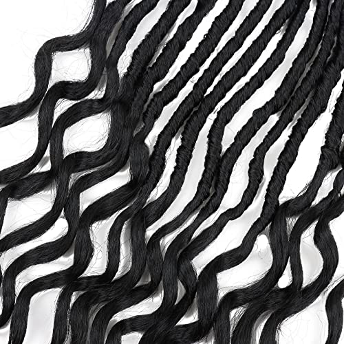 18 Inch Faux Locs Crochet Hair - Soft Wavy Locs with Curly Ends, 8 Packs of 1B