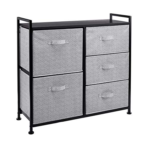 Black Closet Organizer with 5 Fabric Drawers - Versatile Bedroom Storage
