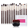 Jessup Professional Eye Makeup Brushes Set Natural-Synthetic 15pcs T284 with Foundation Brush SF001