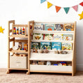 CACEJO Cream White 3-Tier Kids Bookshelf Toy Storage Organizer for Nursery