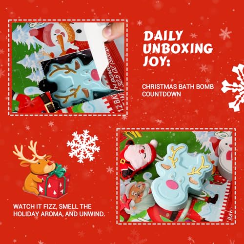 Christmas Advent Calendar 2025 Bath Bombs Set - Green Surprise 12PCS Gifts for Kids & Adults