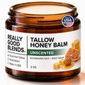 Unscented Tallow Honey Balm - Organic Grass-Fed Body Moisturizer, Handmade in USA