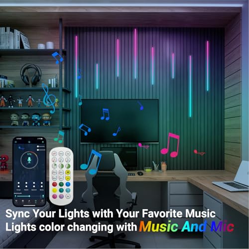 RGB+IC Smart Recessed Wall Panel Lights 8PCS with Varying Lengths - App & Remote Control
