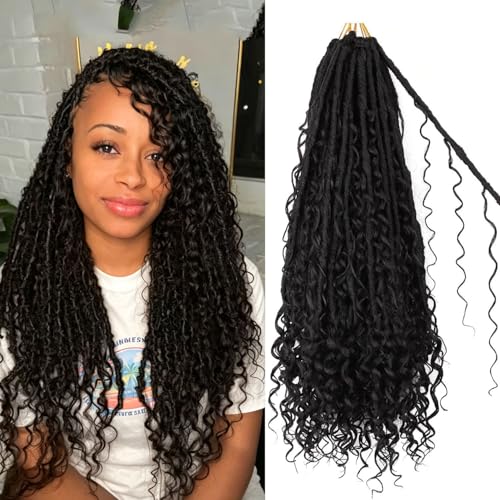 18-Inch Goddess Locs Crochet Hair Pack of 8 for Black Women - Boho Faux Locs
