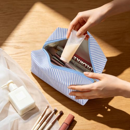Colorful Stripe Makeup Bag Set for Women - 6PCS Travel Cosmetic Pouches