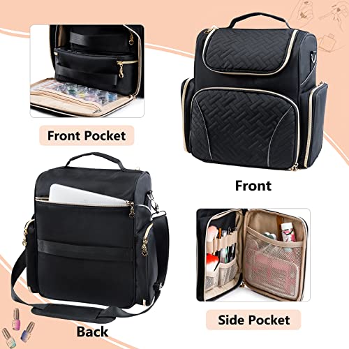 Nail Polish Organizer Holds 48 Bottles and a Nail Lamp, Nail Tech Storage Case Large Nail Polish Bag with 2 Removable Boxes and Tools Storage Pockets