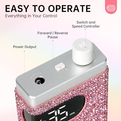 Pink Diamond Nail Drill Portable 35000RPM with 12 Drill Bits - Professional & DIY