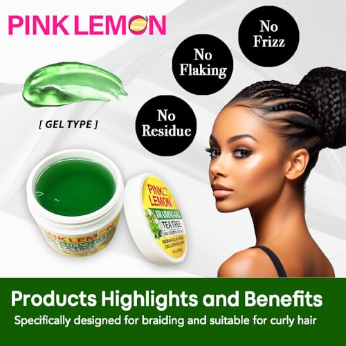 Braiding Gel - Tea Tree - Maximum Hold, High Shine, No Flaking, 15 oz - Pink Lemon