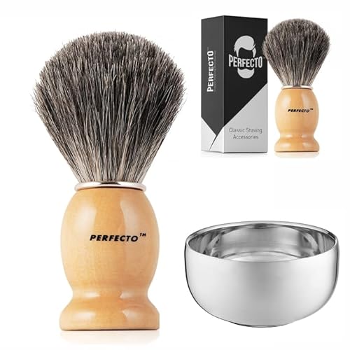 Brown Badger Shaving Brush and Shaving Bowl
