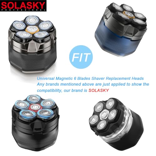 Magnetic Replacement Shaving Heads for Men - 6 Blade, Washable, Easy Install
