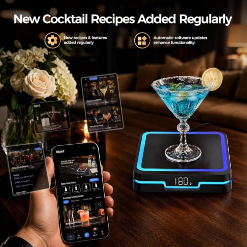 KAVAZ Smart Cocktail Maker Coaster with LED Pour Guidance - Jet Black