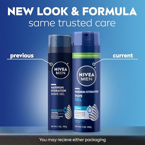 NIVEA MEN Maximum Hydration Shave Gel with Aloe Vera & Provitamin B5 - 3 Pack, 7 oz Cans