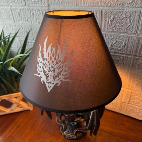 Dragon Table Lamp Gothic Guardians with Black Fabric Shade - 19 Inch Decor