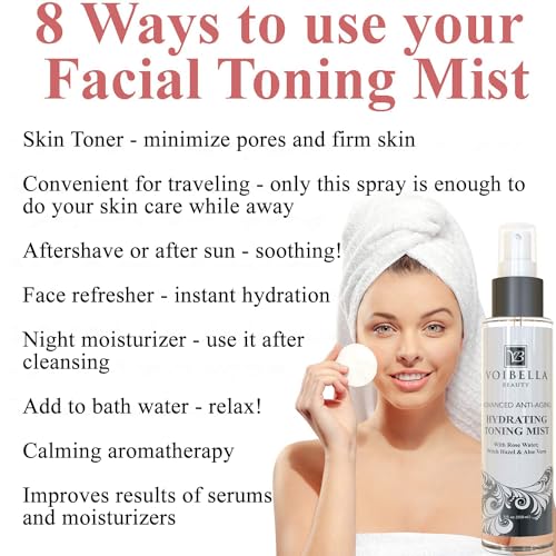 Organic Hydrating Face Toner with Rose Water Aloe Vera Witch Hazel - All Skin Types
