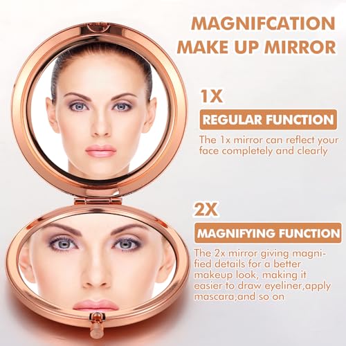 12-Pack Compact Folding Makeup Mirrors with 1X/2X Magnification for Women
