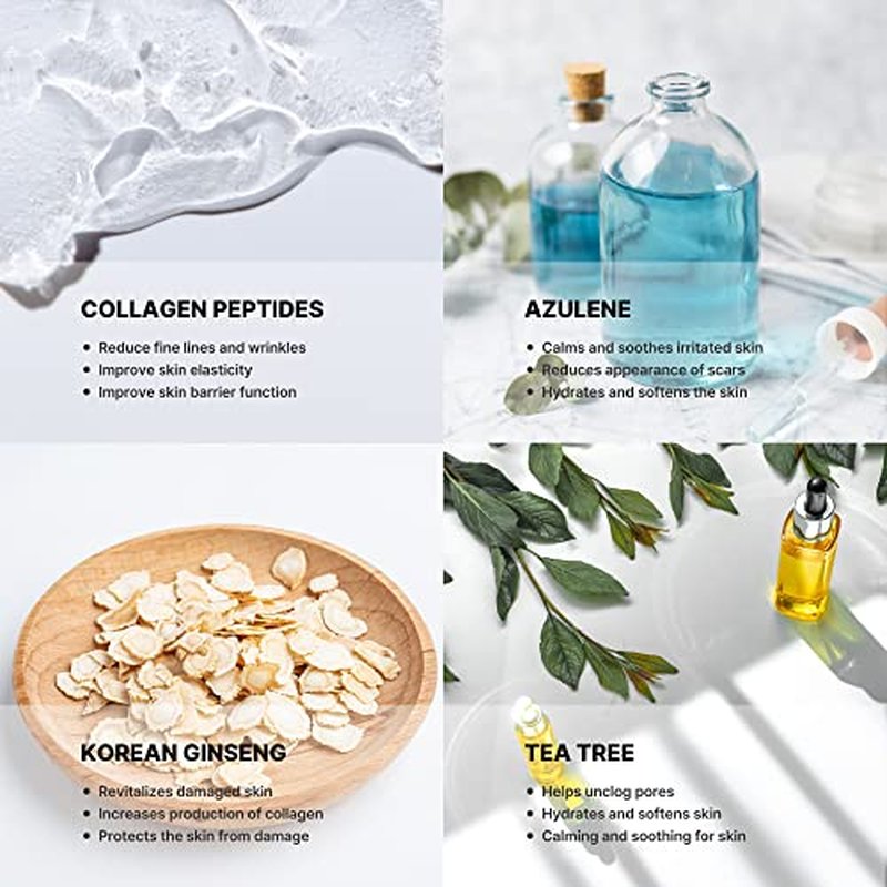 Hydrogel Face Mask Pack 5pcs - Rich Collagen, Deep Moisture, Ginseng, Tea Tree, Hyaluronic, Overnight Mask, All skin type