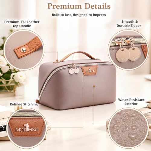 MOT HINN 3-in-1 Travel Makeup Bag Organizer Grey - Detachable Cosmetic Case