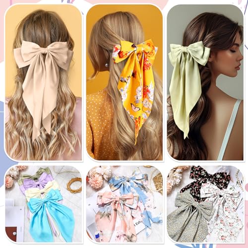 Large Satin Hair Bows Set - 36 Oversized Women’s Hair Accessories
