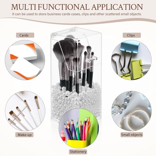 Zerodeko Acrylic Makeup Brush Holder with Lid Clear Pen Holder Storage Box for Desktop Organizing Makeup Brushes Stationery Small Items Home Office