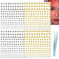 NOOEPC Gold and Silver Face Gems Fake Piercings, Fake Lip Ring Fake Nose Ring Fake Eyebrow Piercing Fake Lip Piercing Self-Adhesive Face Sticker Fake Piercing Balls