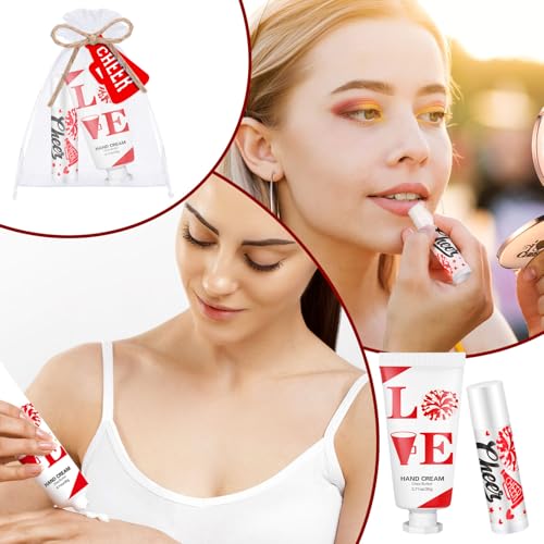 Red Cheerleading Lip Balm & Hand Cream Set - Team Gifts & Party Favors