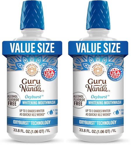 Whitening Mouthwash 33.8 Fl Oz Pack of 2 – Alcohol & Fluoride Free, 3 Shades Whiter Teeth