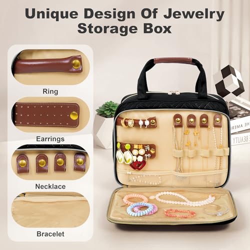 Travel Toiletry Bag for Women with Jewelry Organizer - Black02