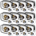24 Pcs Cheerleader Gifts Bulk for Team 12 Cheer Makeup Bags and 12 Round Portable Mirror,7 x 4.7 x 2.4'' Cosmetic Bag for Women Party Favors Team Gifts (Black&Gold)