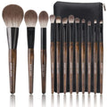 Natural Goat Hair Makeup Brush Set with Walnut Handles - Full Set, Professional
