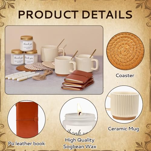 Baby Shower Game Prize Set with Ceramic Mugs, Candles & Notebooks - Brown / 4