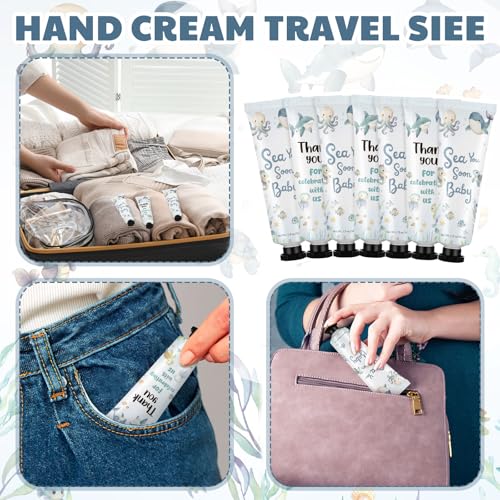 Loopeer 50 Pcs Sea You Soon Baby Shower Hand Cream Gift Bulk Set Double Side Design Thank You for Celebrating with Me for Under the Sea Themed Baby Shower Birthday Party Favors