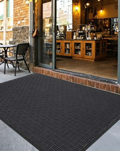 Outdoor Entrance Door Mat 48x72 Inch Rubber Doormat Maze Black - Weather-Resistant