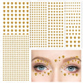 973Pcs Face & Hair Gems Stickers Fake Piercings? Self-Adhesive Face Jewels & Rhinestones for Eyes, Body, Makeup, Festivals ? 3/4/5/6mm DIY Rave Accessories for Girls, Teens & Women (Golden)