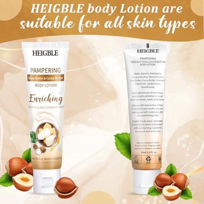 50 Pack Travel Size Body Lotion 1 oz Shea Butter Cocoa Butter Body Lotion Dry Skin Moisturizer with Flip Cap for Extra Dry Skin, Inns, Hotels Resorts, Airlines, Offices, Gyms and More