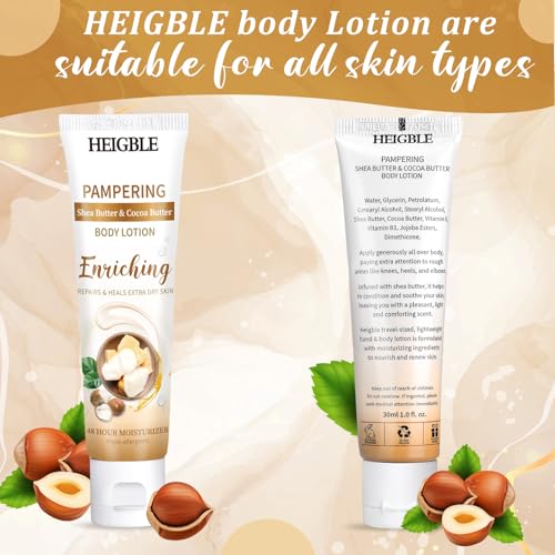 Heigble 50 Pack Travel Body Lotion with Shea & Cocoa Butter - 1 oz