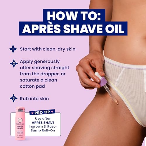 Megababe Apr?s Shave Oil | Soothing After-Shave Oil | Vacation Essential | with Grapeseed & Jojoba Oils | 2 fl oz