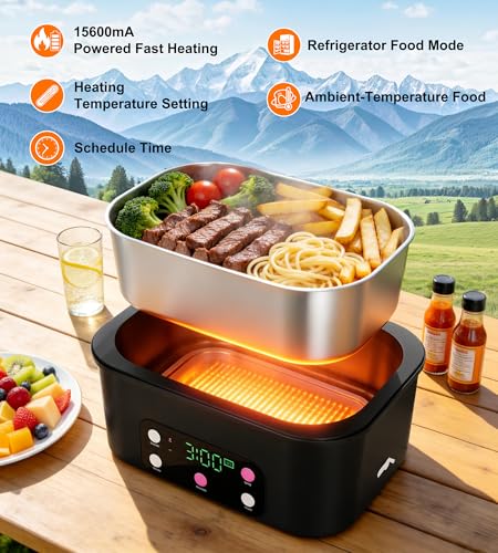 Cordless Electric Lunch Box with 6.7 Cup Capacity & Smart Timer