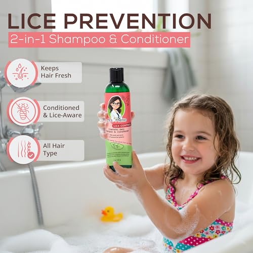 Kids Lice Prevention Hair Care Set – Natural 2-in-1 Shampoo & Conditioner + Detangler Spray, Paraben & Sulfate Free, 8 oz Each